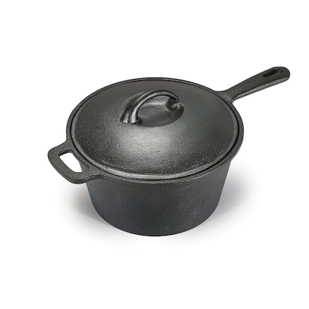 Commercial Chef 2 Quart Cast Iron Saucepan, Dutch Oven Cast Iron Saucepan CHCI20